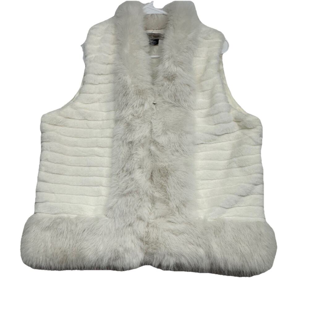 Kaleidoscope Faux Fur Vest Ivory Soft Womens One Size
